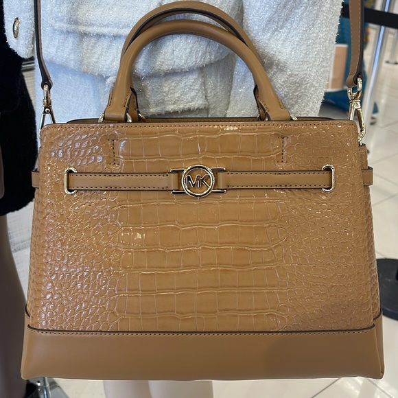 MICHAEL KORS
Reed Large Leather Belted Satchel Crossbody CZ Purse 
Crocodile - Picture 12 of 16